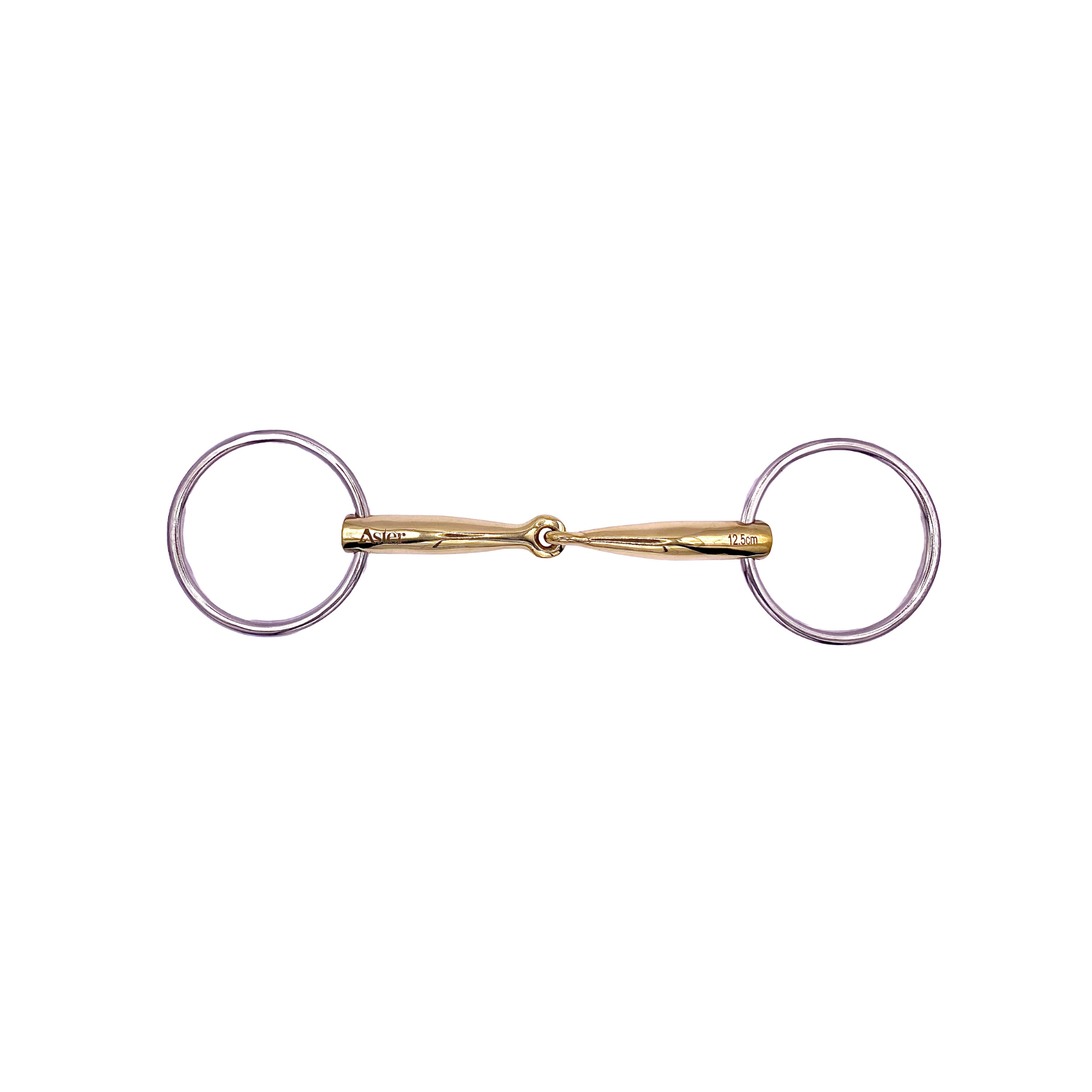 Aster Confidence golden single jointed lock up snaffle loose ring