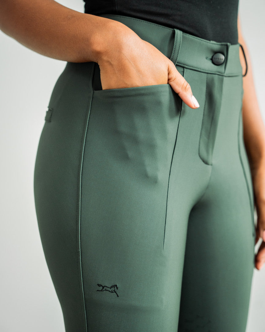 Freya Hybrid Breeches Green Full Seat