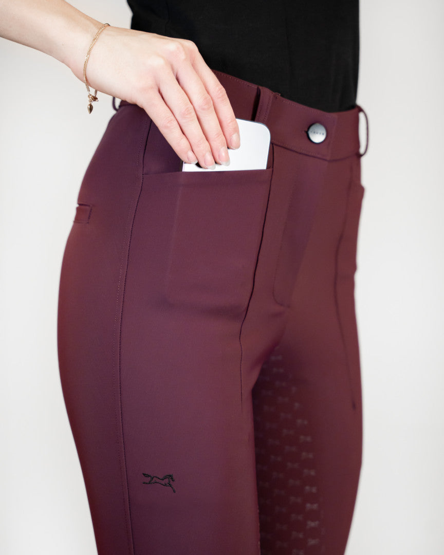 Freya Hybrid breeches Burgundy Half Seat