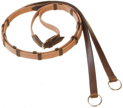 Web reins with 9 leather stops and rings